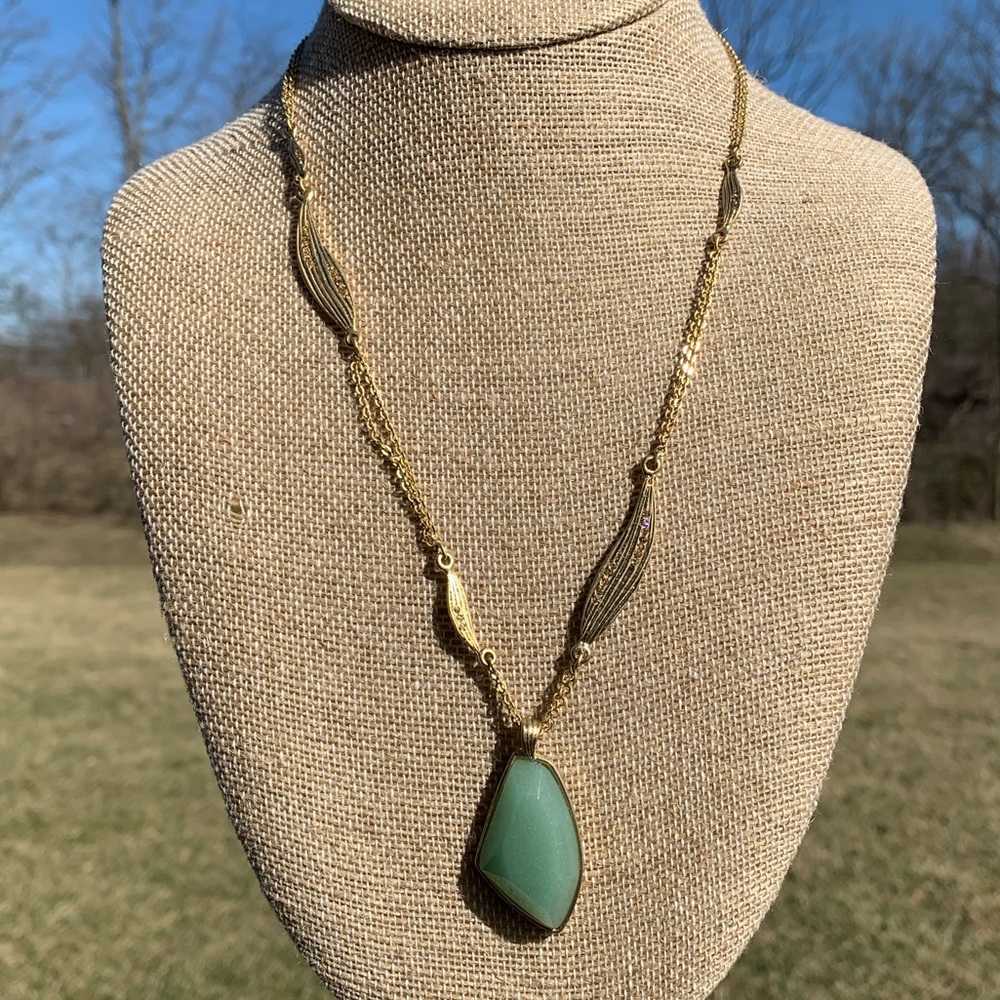 Aventurine Long Pendant Necklace NEW